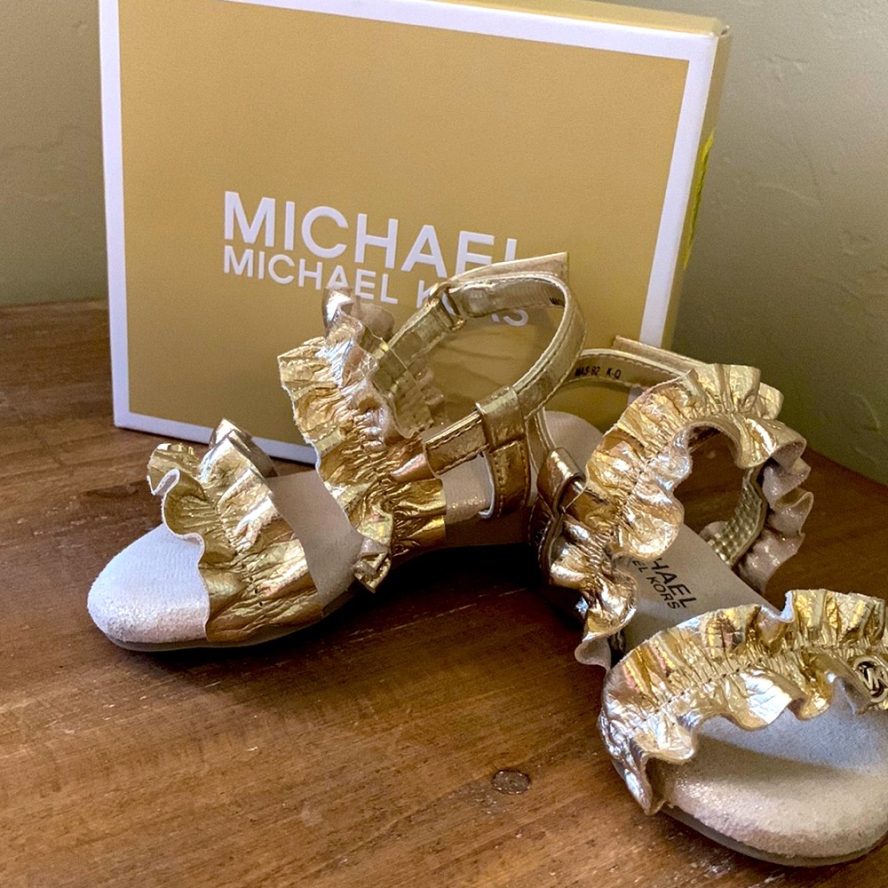 Michael Kors Demi Frillz Gold Sandals - Toddler Size 5